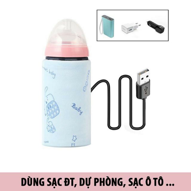 cuốn giữ nhiệt Túi giữ nhiệt ủ bình sữa USB cho bé
