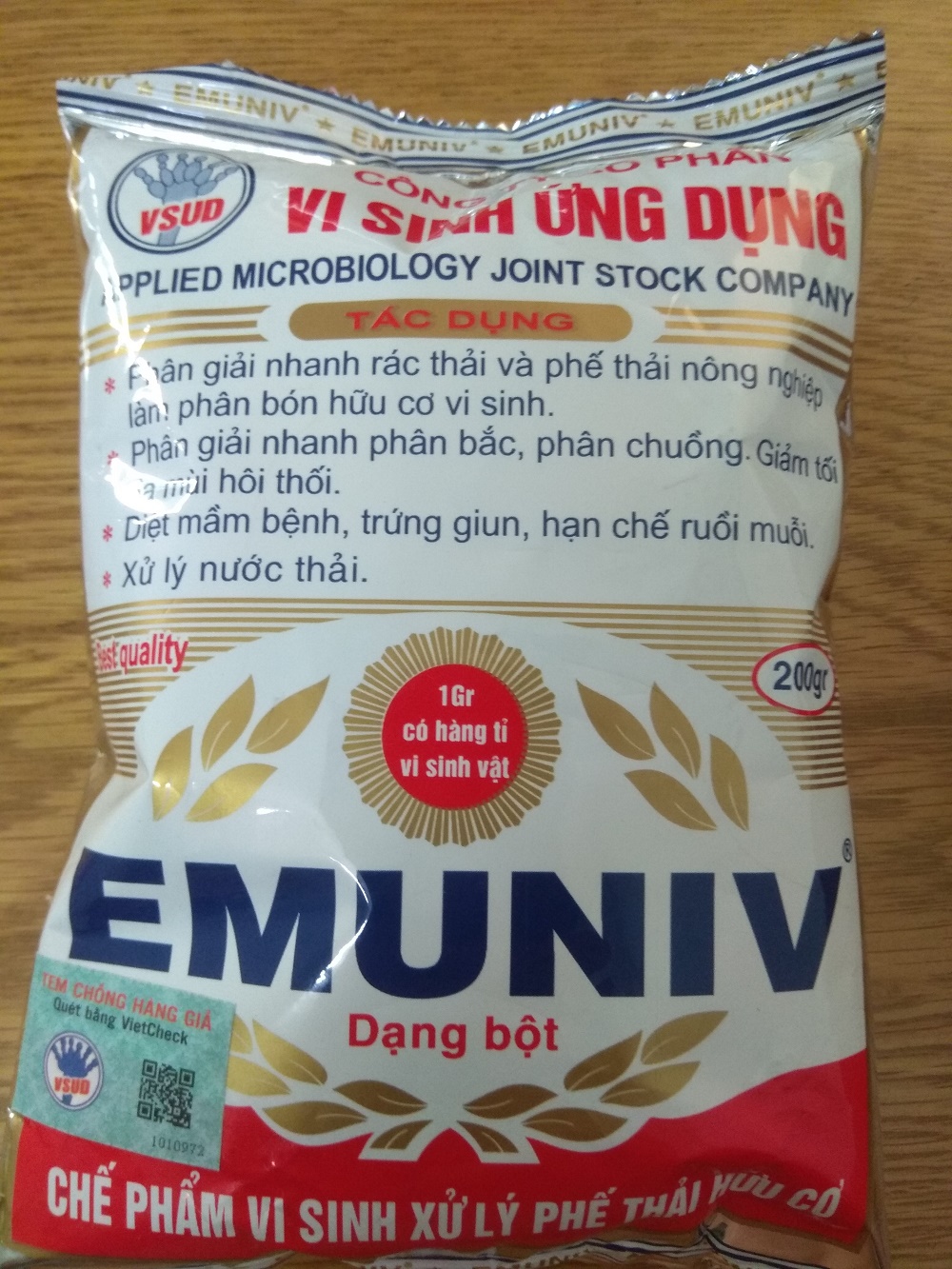 [HCM]Chế phẩm vi sinh xử lý phế thải hữu cơ EMUNIV - GÓI 200 gram