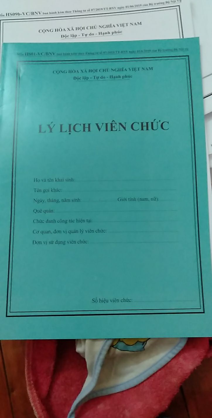 Hồ sơ viên chức ( combo10 bộ), chuẩn mẫu, chất liệu đẹp