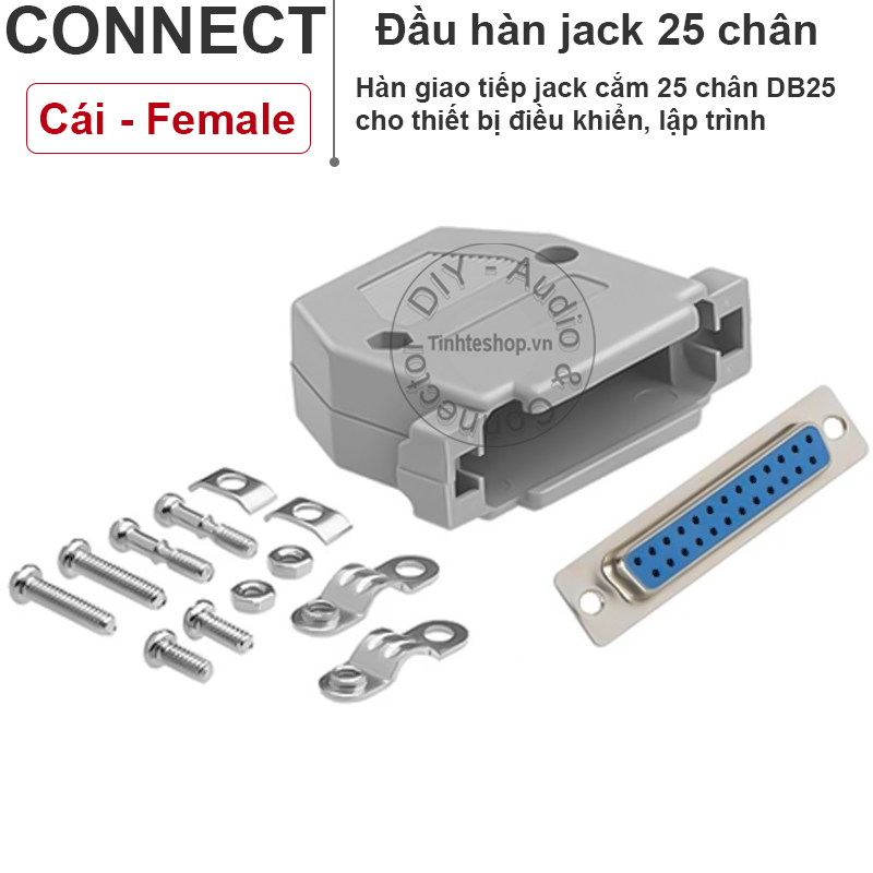1 chiếc - Đầu hàn kèm vỏ ốp DB25 đực - Vỏ ốp đầu hàn jack D-SUB 25pin DB25 đực OD10mm