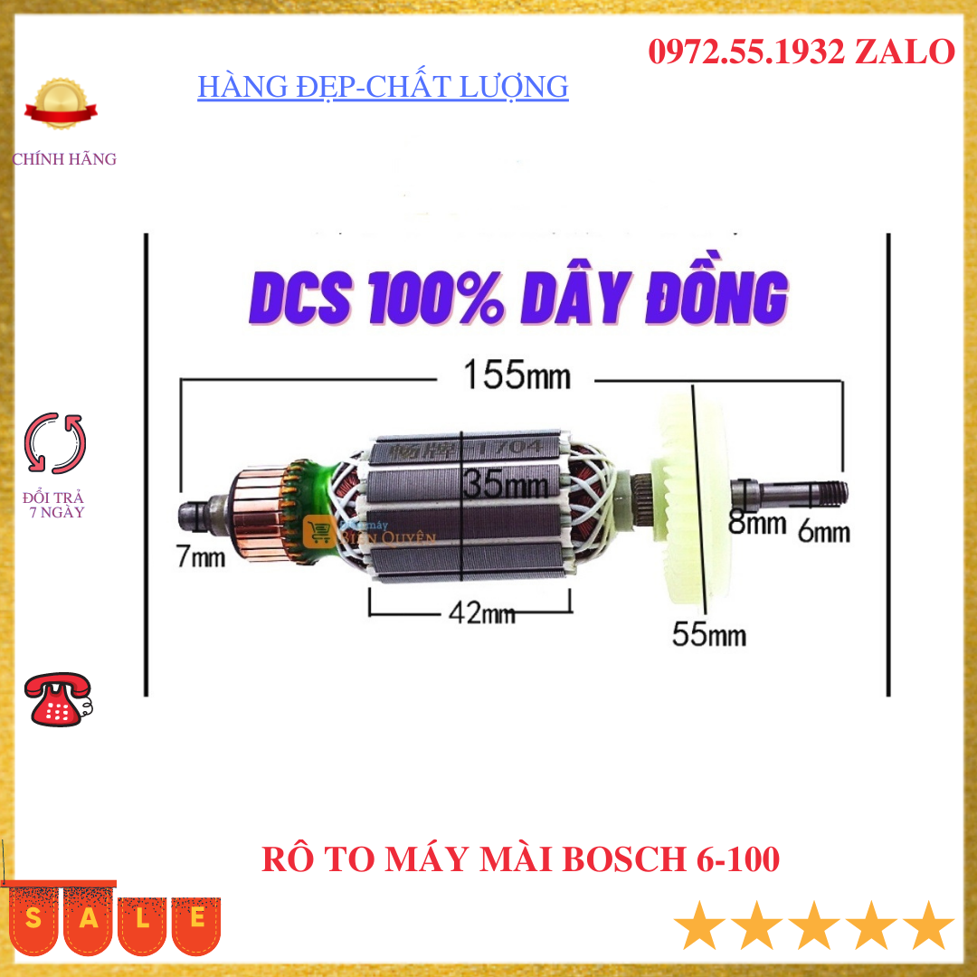 Rô máy mài bos.h 6-100 dây đồng chuẩn -ro to máy mài