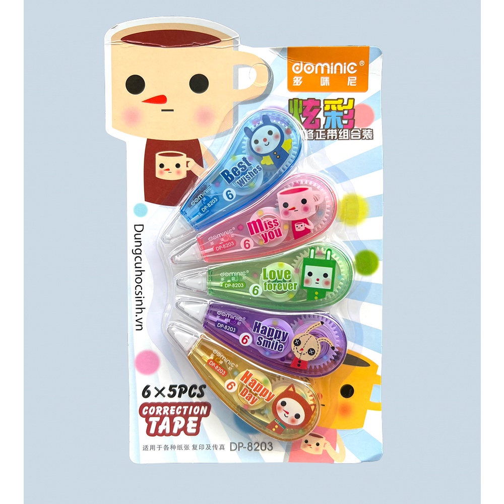Vỉ 5 cây xoá kéo cute 8203 in hoạ tiết dễ thương