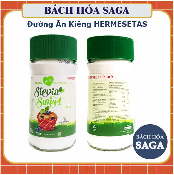 [HÀNG CHÍNH HÃNG] ĐƯỜNG ĂN KIÊNG HERMESETAS  Stevia Lọ 75g