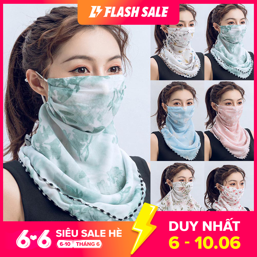 Benferry Rose Flower Women Summer Chiffon Anti-UV Thin Scarf Neck Face Cover Shawl