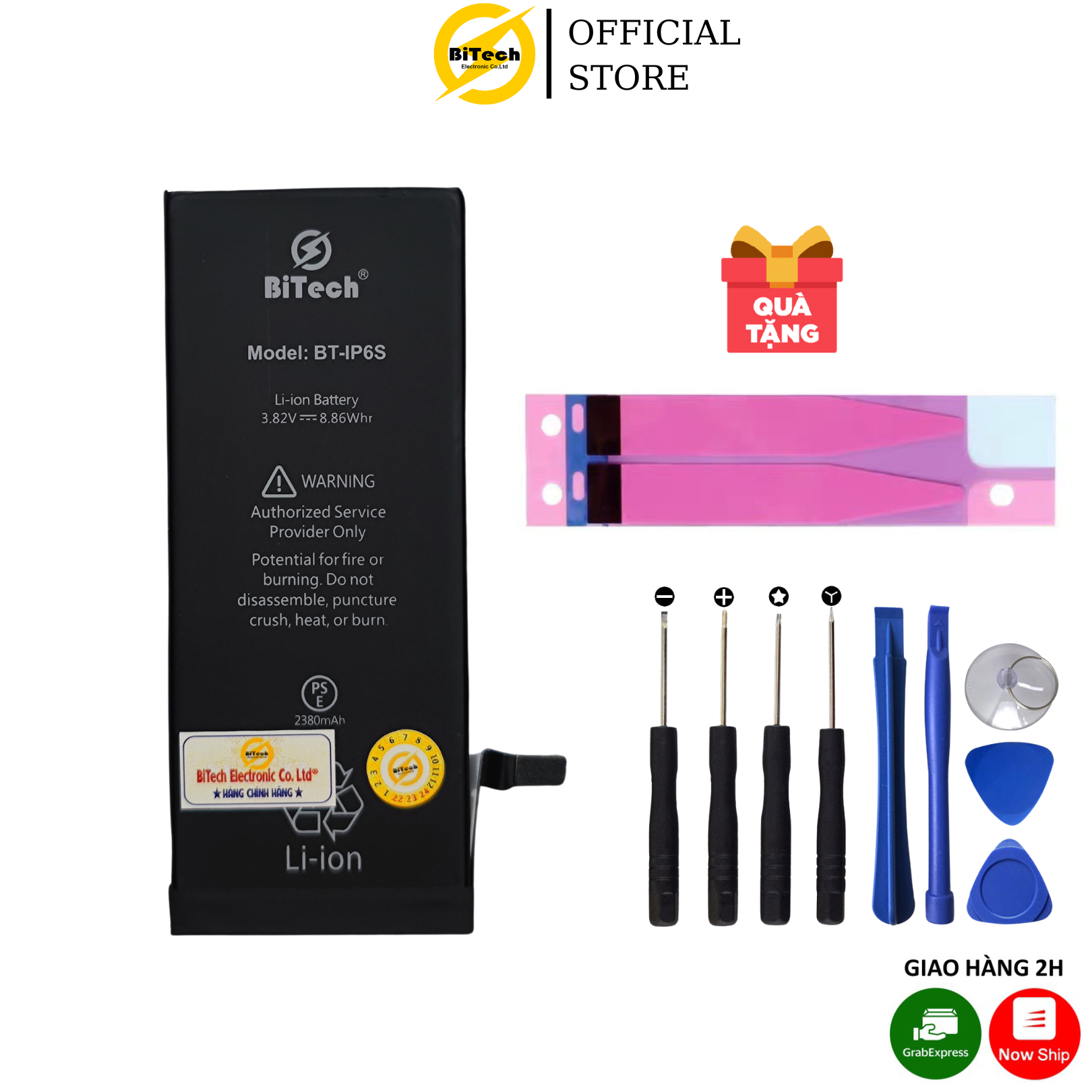 Pin điện thoại dung lượng cao BITECH BT-6S ( dung lượng 2380 mAh )(Tặng bộ vít mở + Seal dán pin)