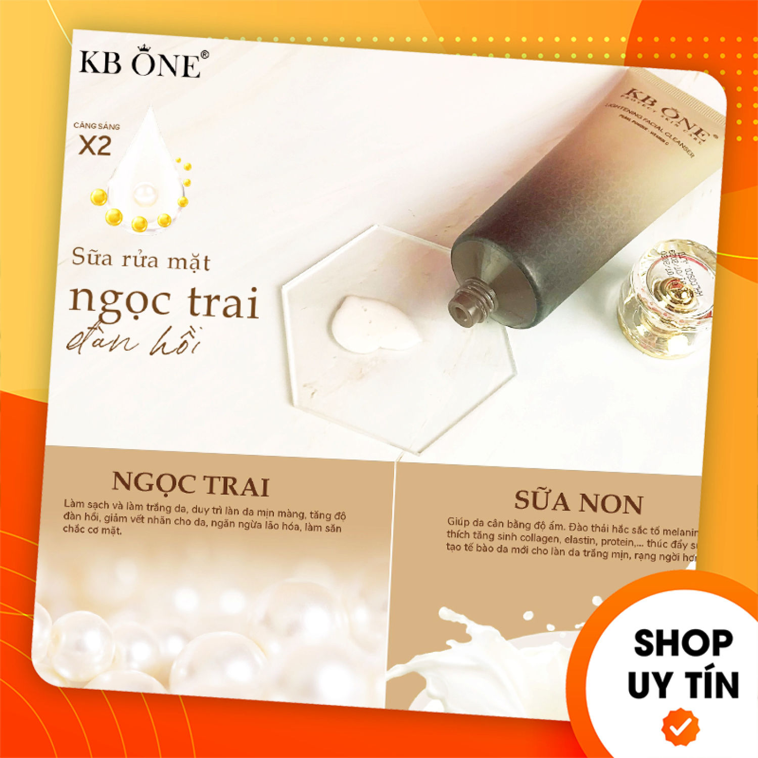 Sữa Rửa Mặt Ngọc Trai Đàn Hồi KB One
