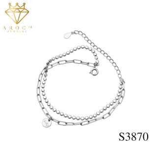 Vòng tay bạc nữ s925 2 lớp dày dặn siêu sang S3870 - AROCH Jewelry thumbnail