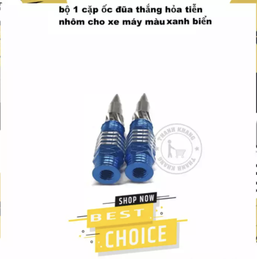 [HCM]Bộ 1 cặp ốc đũa thắng hỏa tiễn nhôm màu xanh biển gắn mọi xe máy Thanh Khang