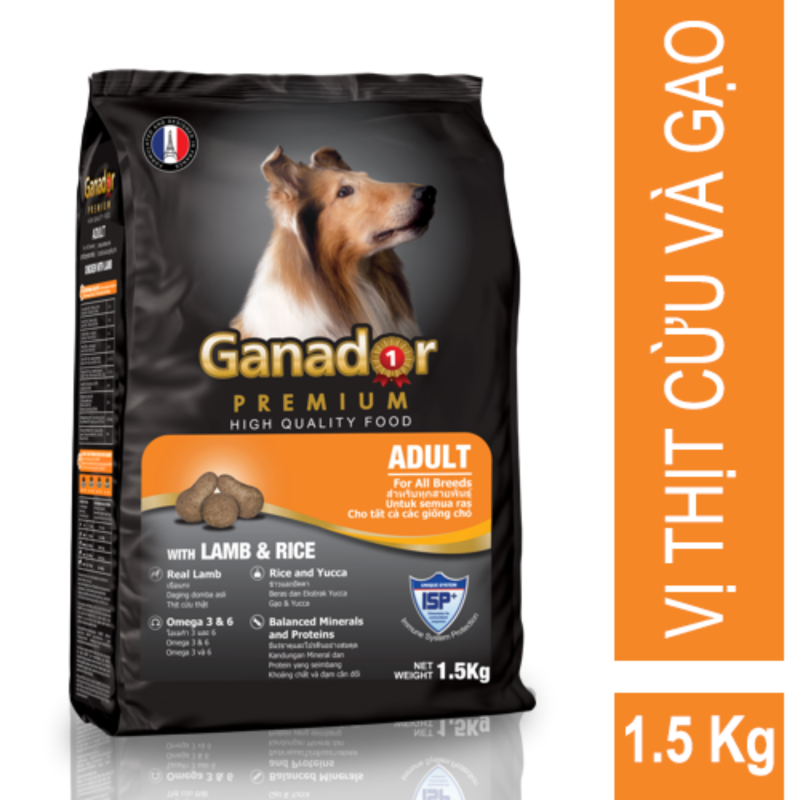 Thức ăn cho chó trưởng thành Ganador Lamb & Rice 1,5kg
