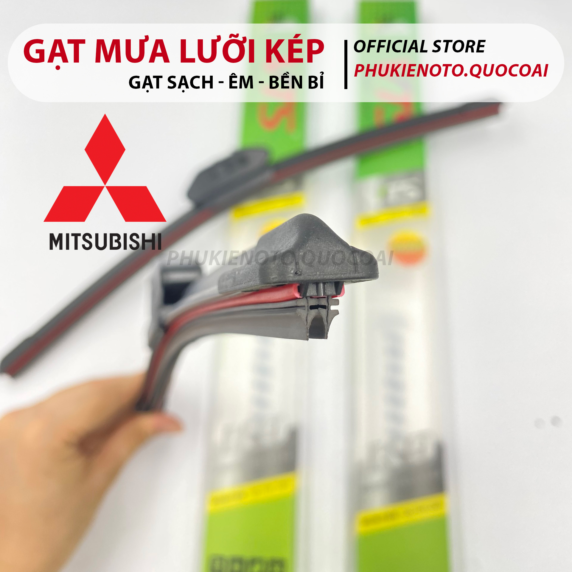 Gạt mưa silicone lưỡi kép, gạt mưa xe hơi, gạt mưa oto xe mitsubishi attrage, triton, zinger, outlander, xpander, ...