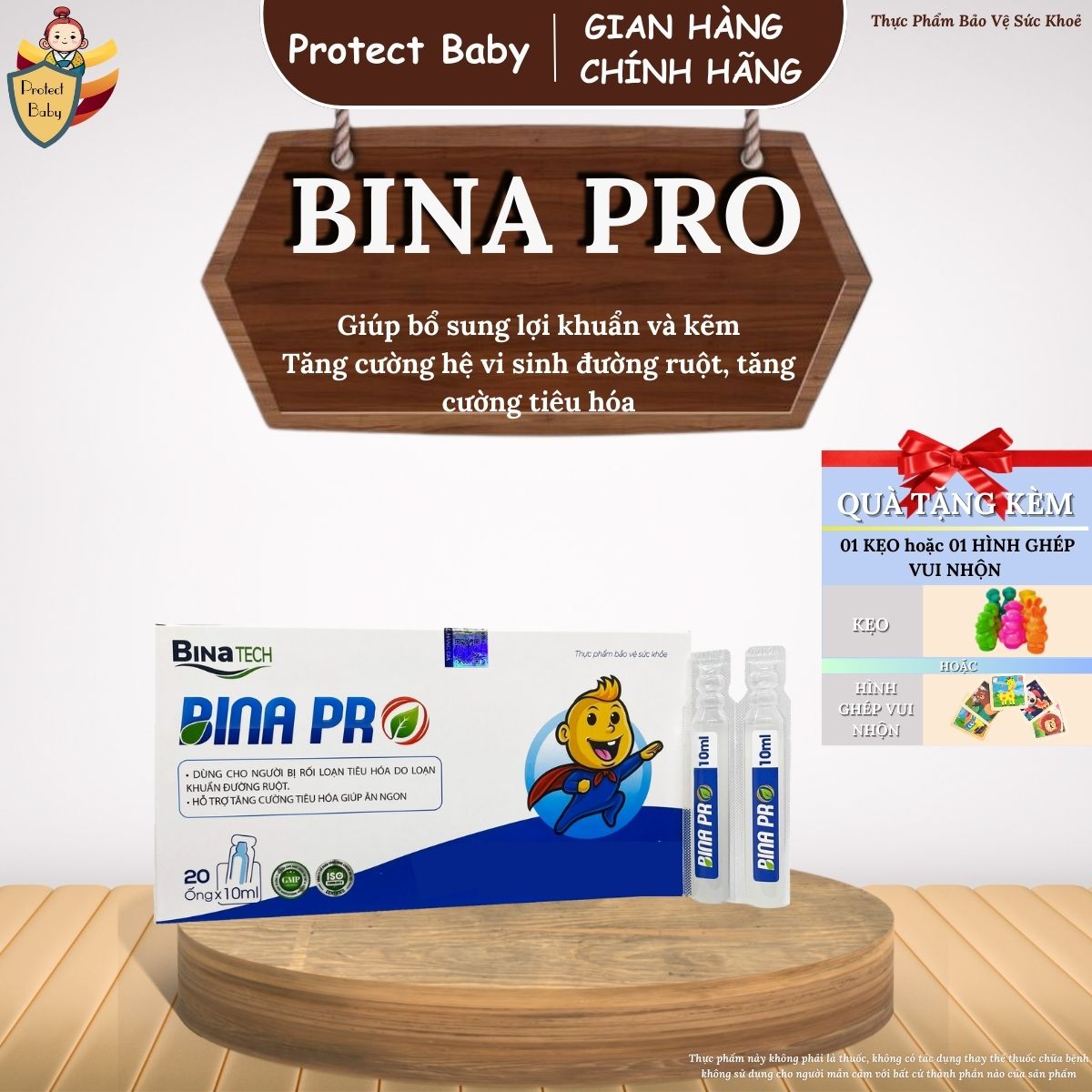 Men vi sinh hỗ trợ tiêu hoá bina pro hộp 2 vỉ x 10 ống