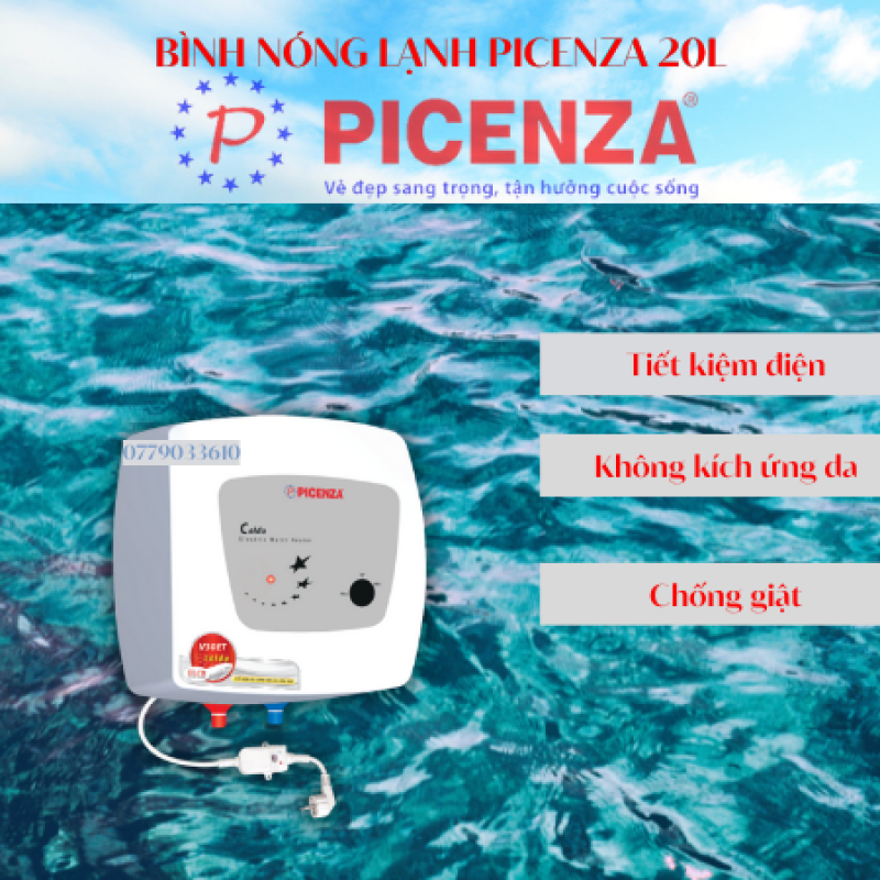 Bảng giá Bình nóng lạnh Picenza vuông 20L V20ET
