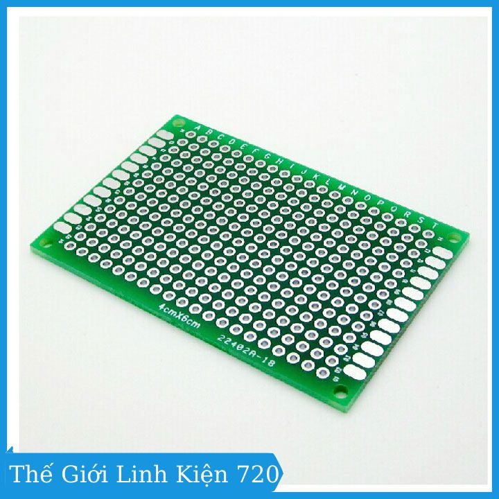 PCB đục lỗ 2 mặt loại 4x6cm, phíp đồng dày 1.6mm màu xanh lá