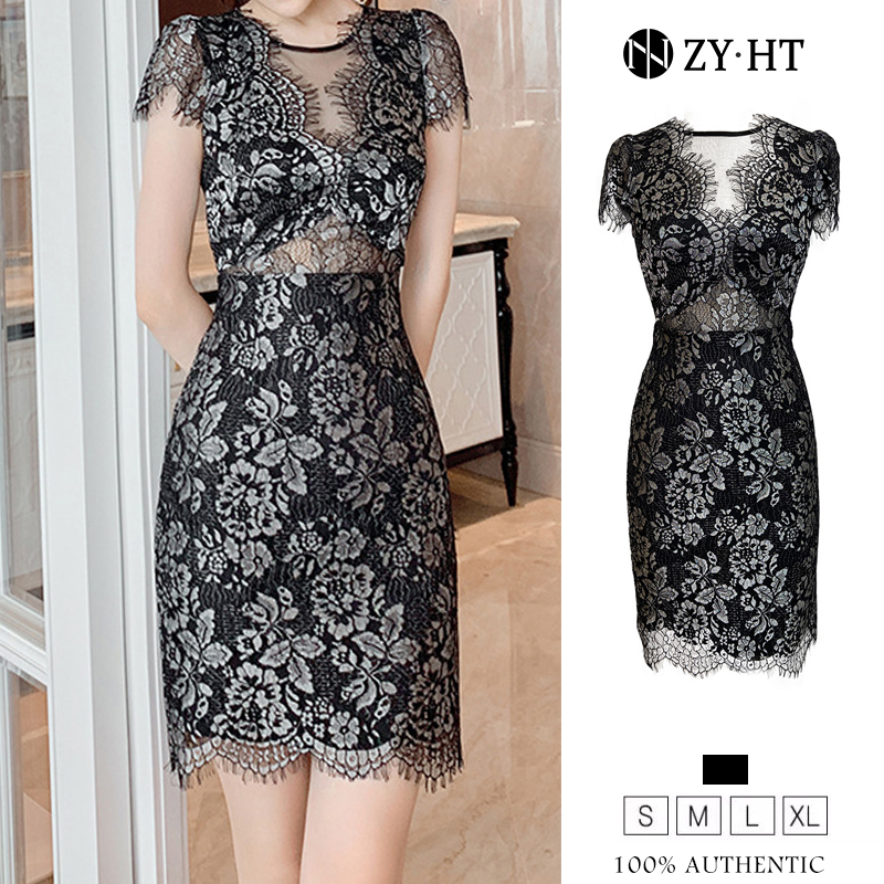 ZYHT eravogue đầm ngắn đầm đen đầm bó đầm ren đầm suông đầm hoa đầm đen đầm nhỏ đầm Hàn Quốc đầm cô gái mũm mĩm đầm gợi cảm đầm đẹp 4922