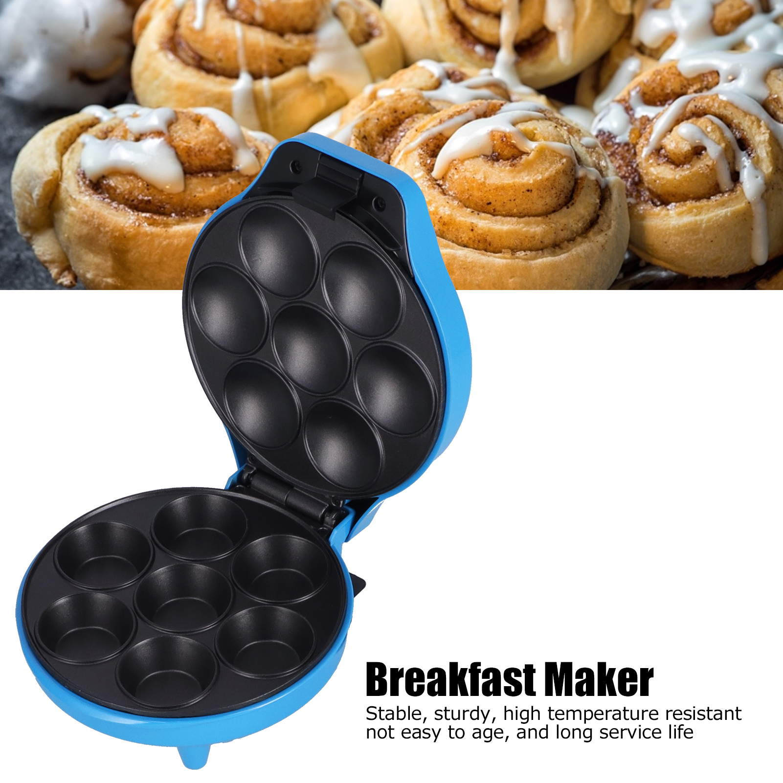 Multi-function 7-Holes Donut Machine Double-Sided Heating Cup Cake Maker 1200W