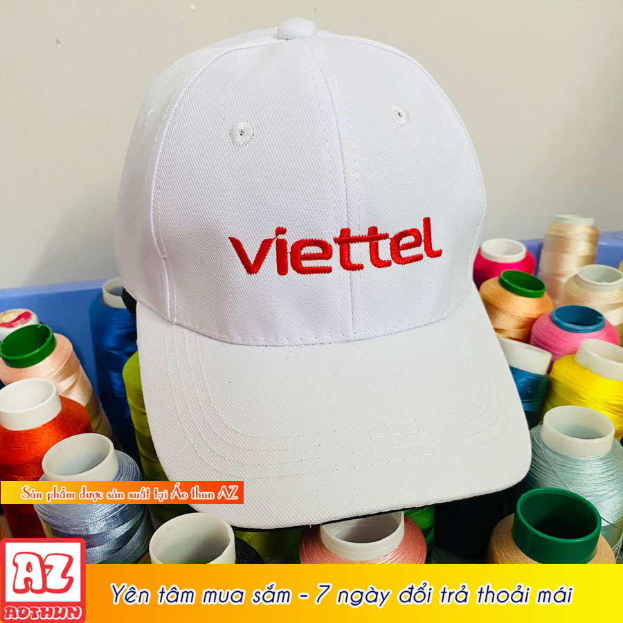 Nón kết thêu logo Viettel (kết thường, 3 màu đen trắng đỏ) AT42
