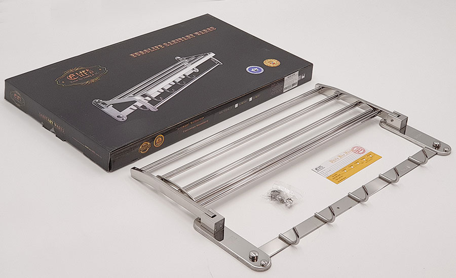 Kệ treo khăn tắm Inox SUS 304 đa chức năng Eurolife EL-B7 (Trắng bạc)