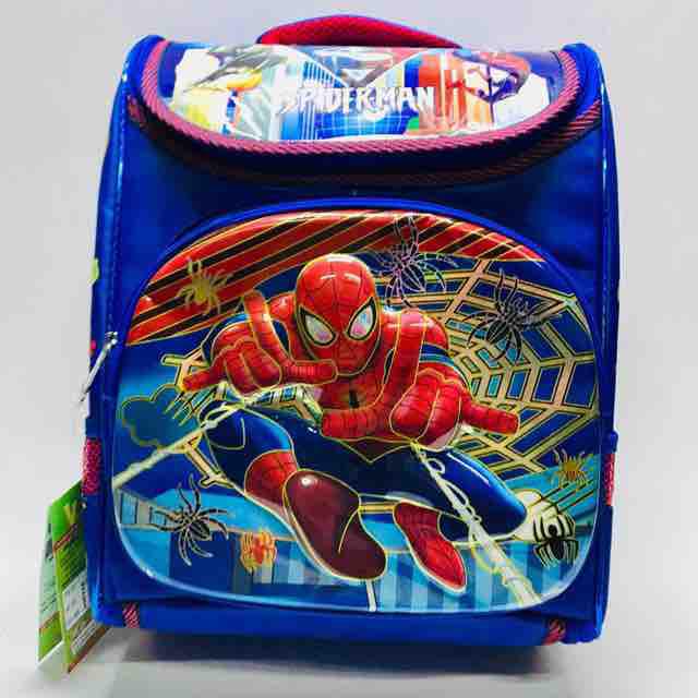 Ba lô - cặp học sinh siêu nhẹ chống gù lưng cho bé trai cấp 1 hình Siêu nhân nhện Spiderman nổi HUDUY