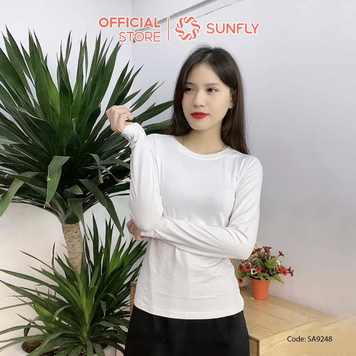 Áo nữ thun giữ nhiệt sunfly cổ tròn sa9248