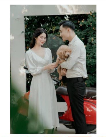 Đầm trắng cổ V chéo viền ren