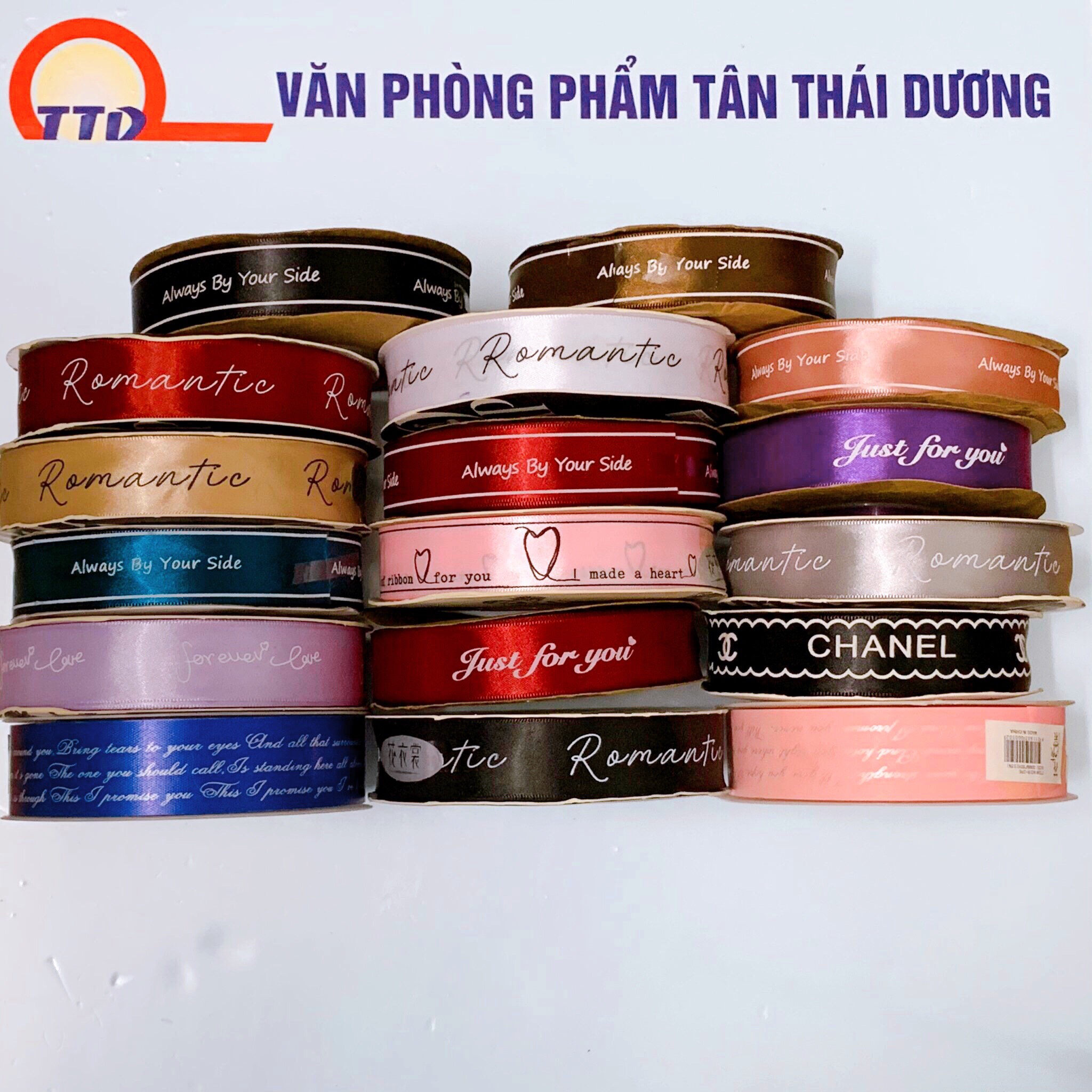 (Cuộn 45M) Ruy Băng Lụa In Chữ 2,5Cm Đẹp