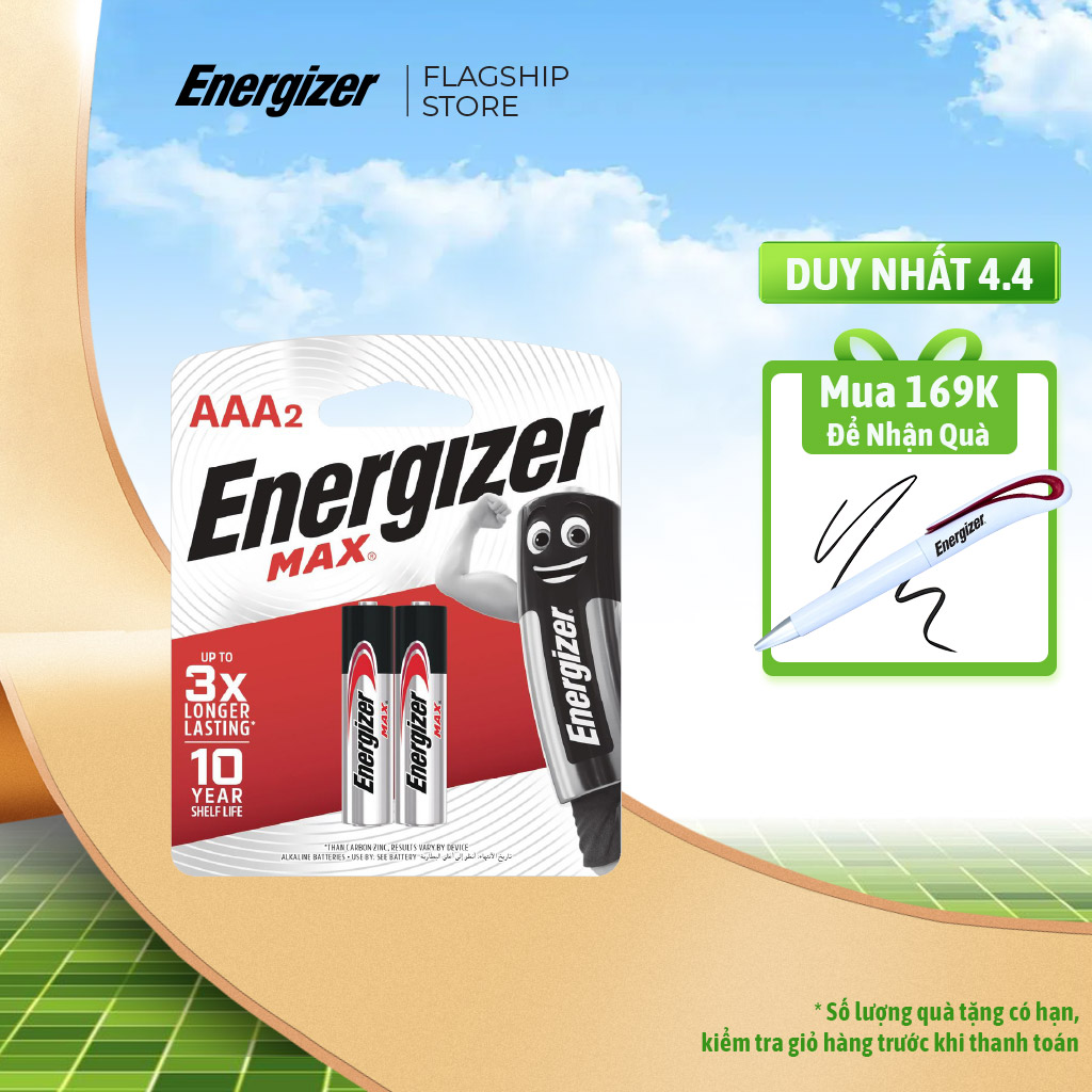 Pin AAA Energizer Max E92 BP2 - Vỉ 2 Viên