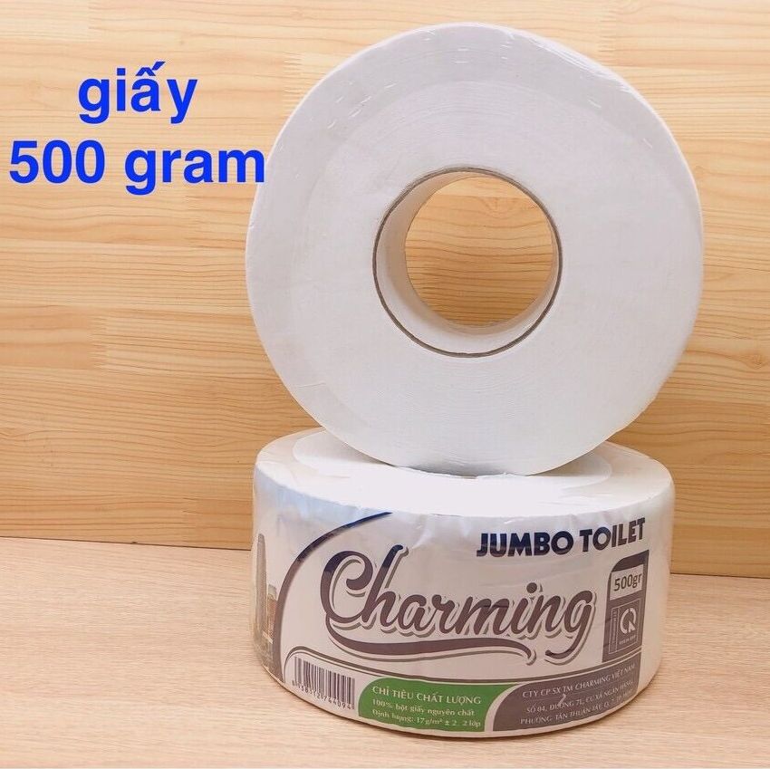 Giấy vệ sinh cuộn lớn 2 lớp 500 gram
