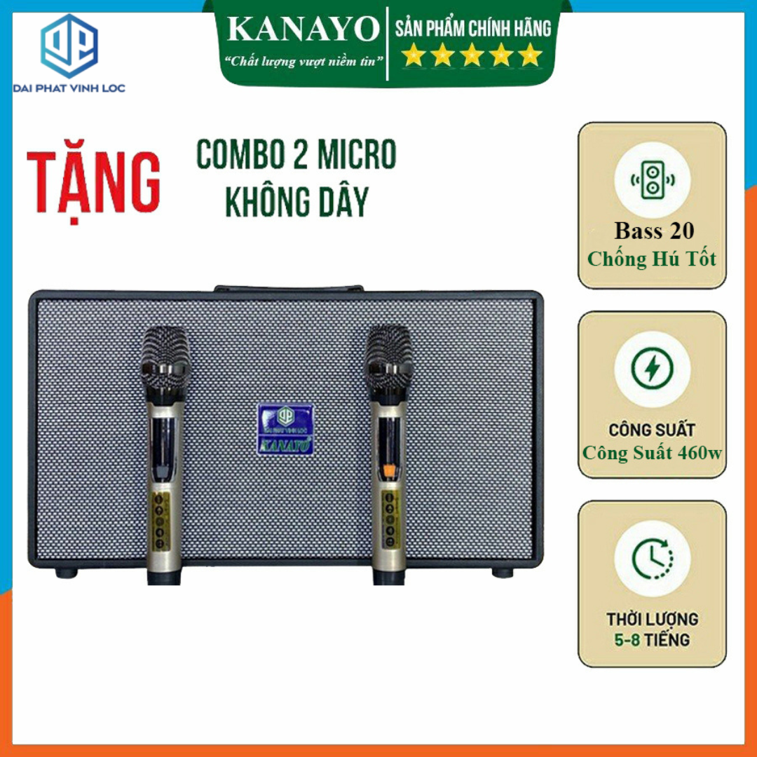 Kanyo K-10 Bluetooth 2 bass speaker 20cm 460W portable karaoke speaker with pair of high-class j220 karaoke microphone