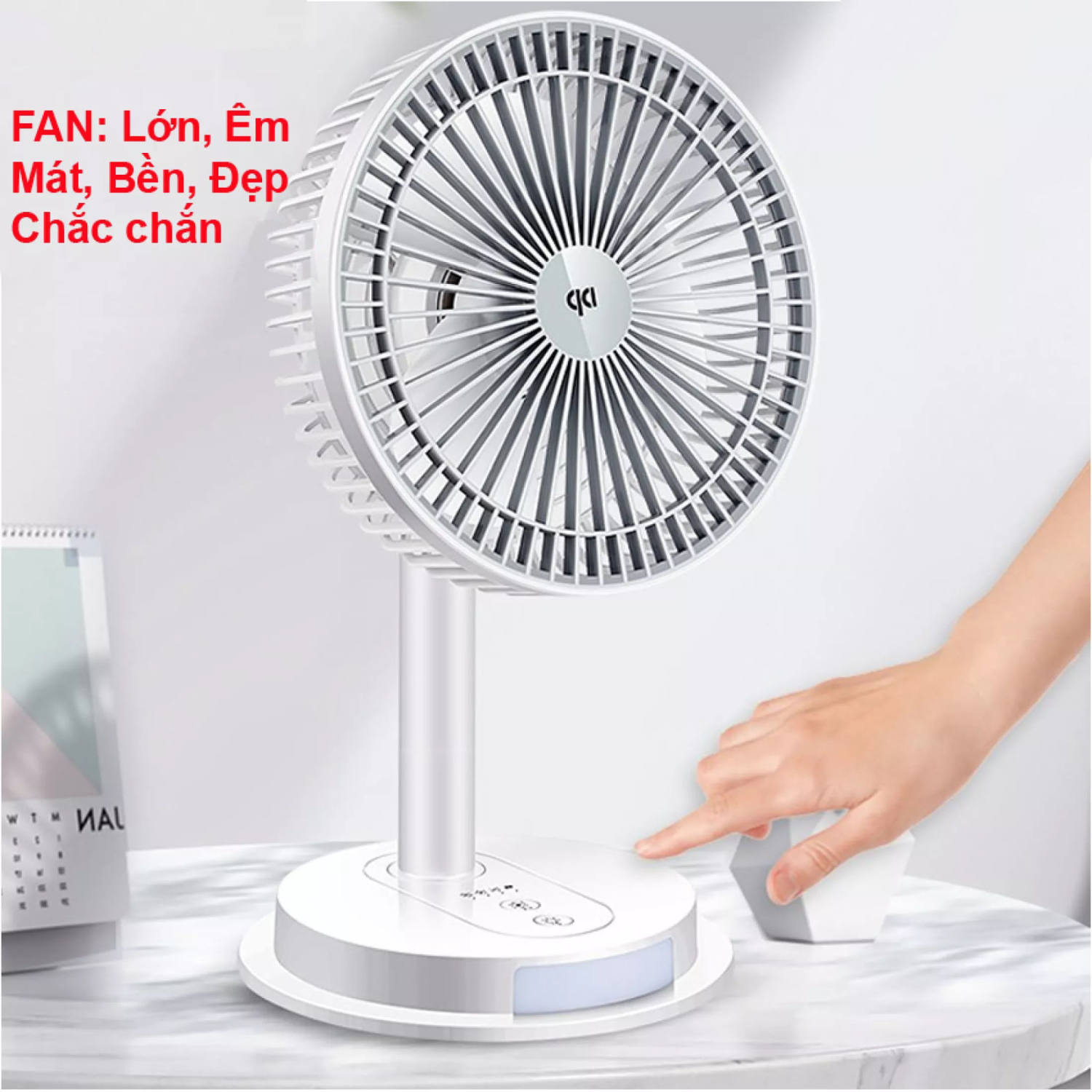 Quạt tích điện, quạt sạc điện mini, quạt cầm tay nhỏ gọn, giá rẻ, sử dụng tiện lợi, quạt sạc điện kèm đèn led siêu mát dp 7627, quạt có 3 chế độ nhẹ, vừa và mạnh, cánh quạt xoay êm mà vẫn siêu mát.