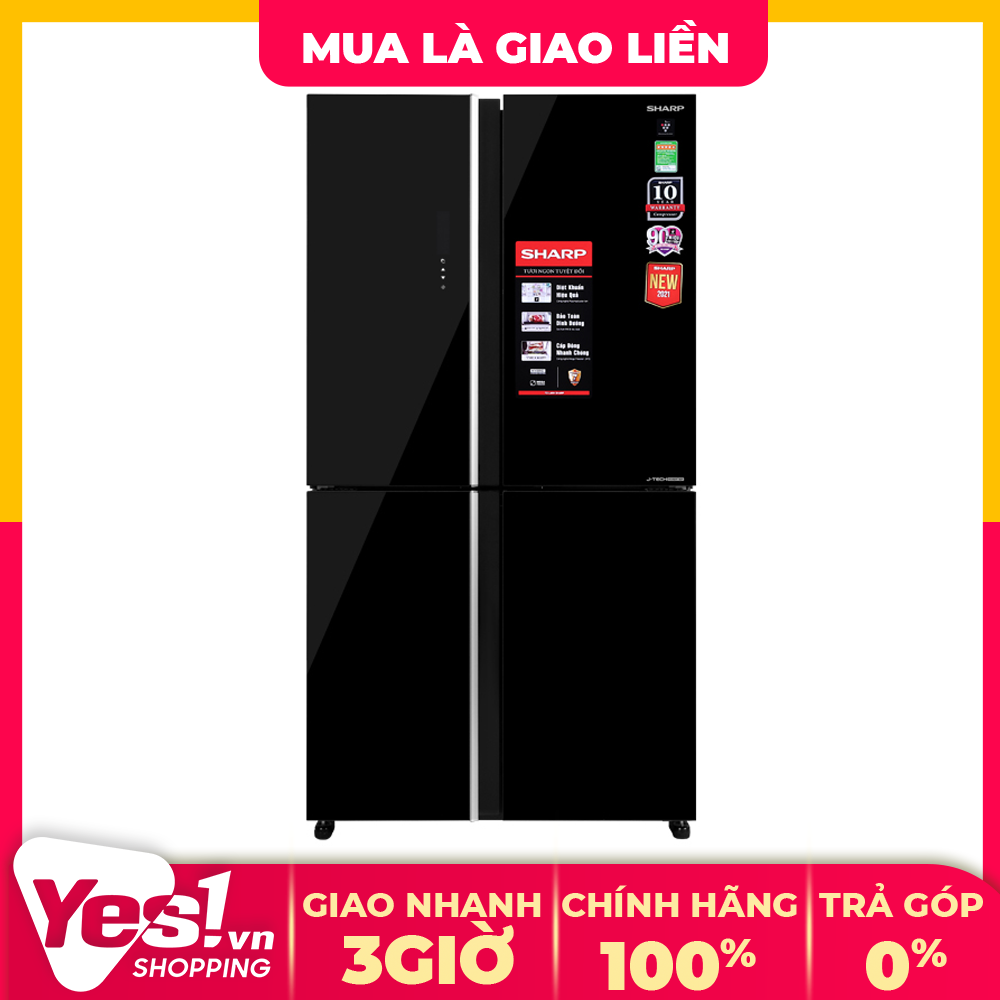 Tủ lạnh sharp inverter 525 lít sj-fxp600vg-bk - bảo hành chính hãng - voucher 10% lên đến 800k