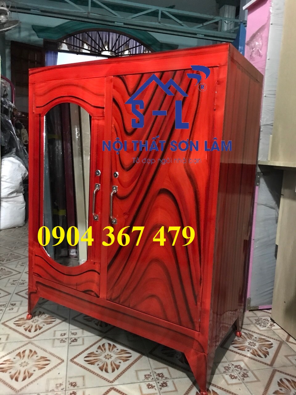 Tủ 2 cánh 1m2 sắt sơn 2 lớp đựng quần áo