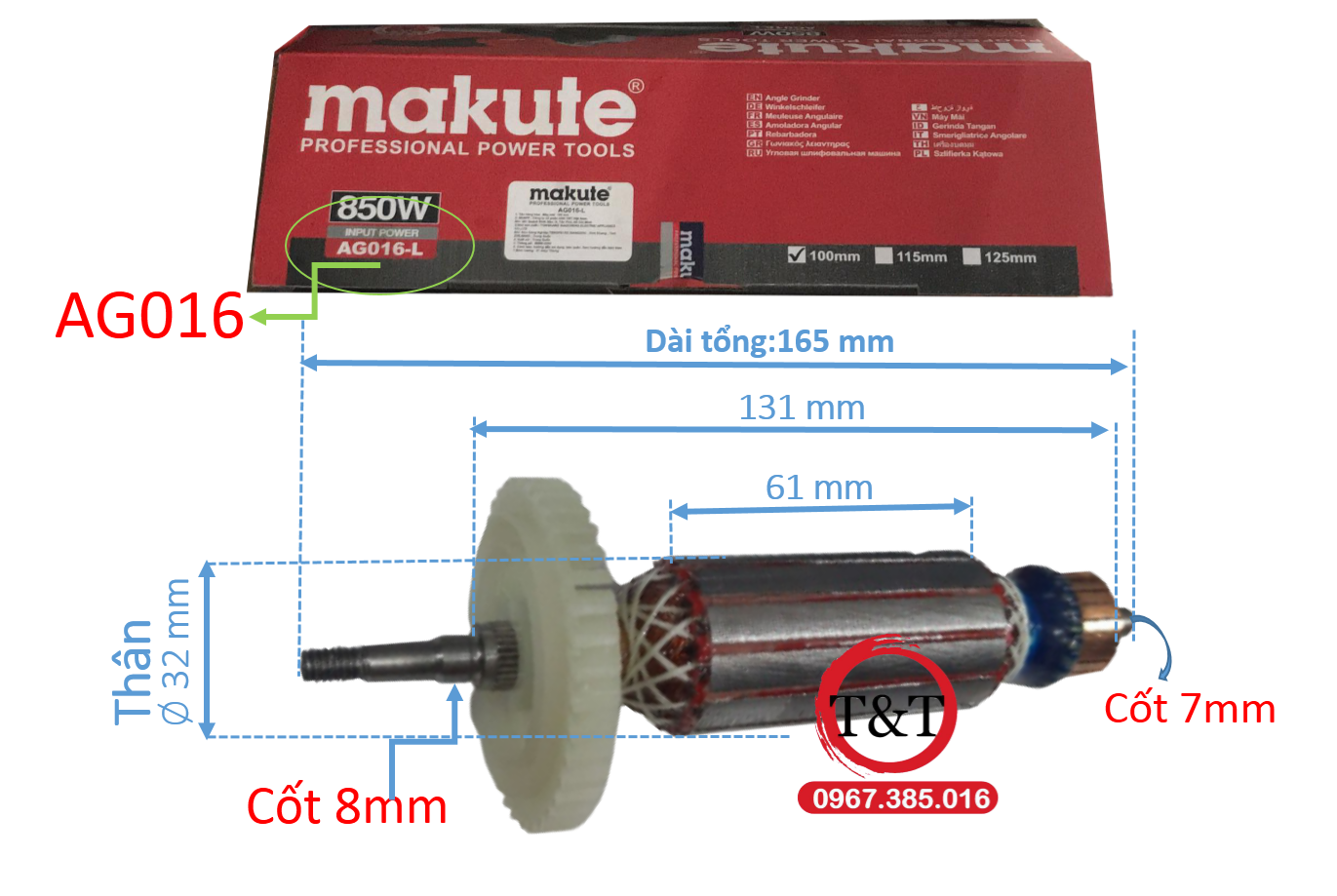 ROTOR MAKUTE - KENMAX, RÔ MÀI MAKUTE DÀI 165 THÂN 32,