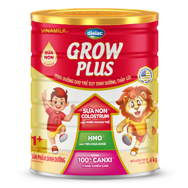 Sữa bột Vinamilk Dielac Growplus xanh 1+ sữa non 850g/1.4kg (Mới)