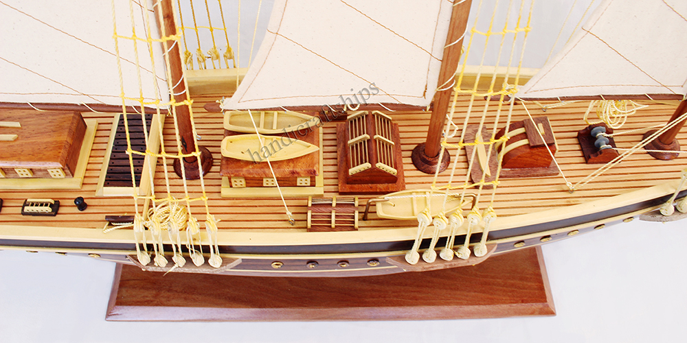 Mô hình thuyền gỗ phong thủy Atlantic (Thân: 60cm) có video