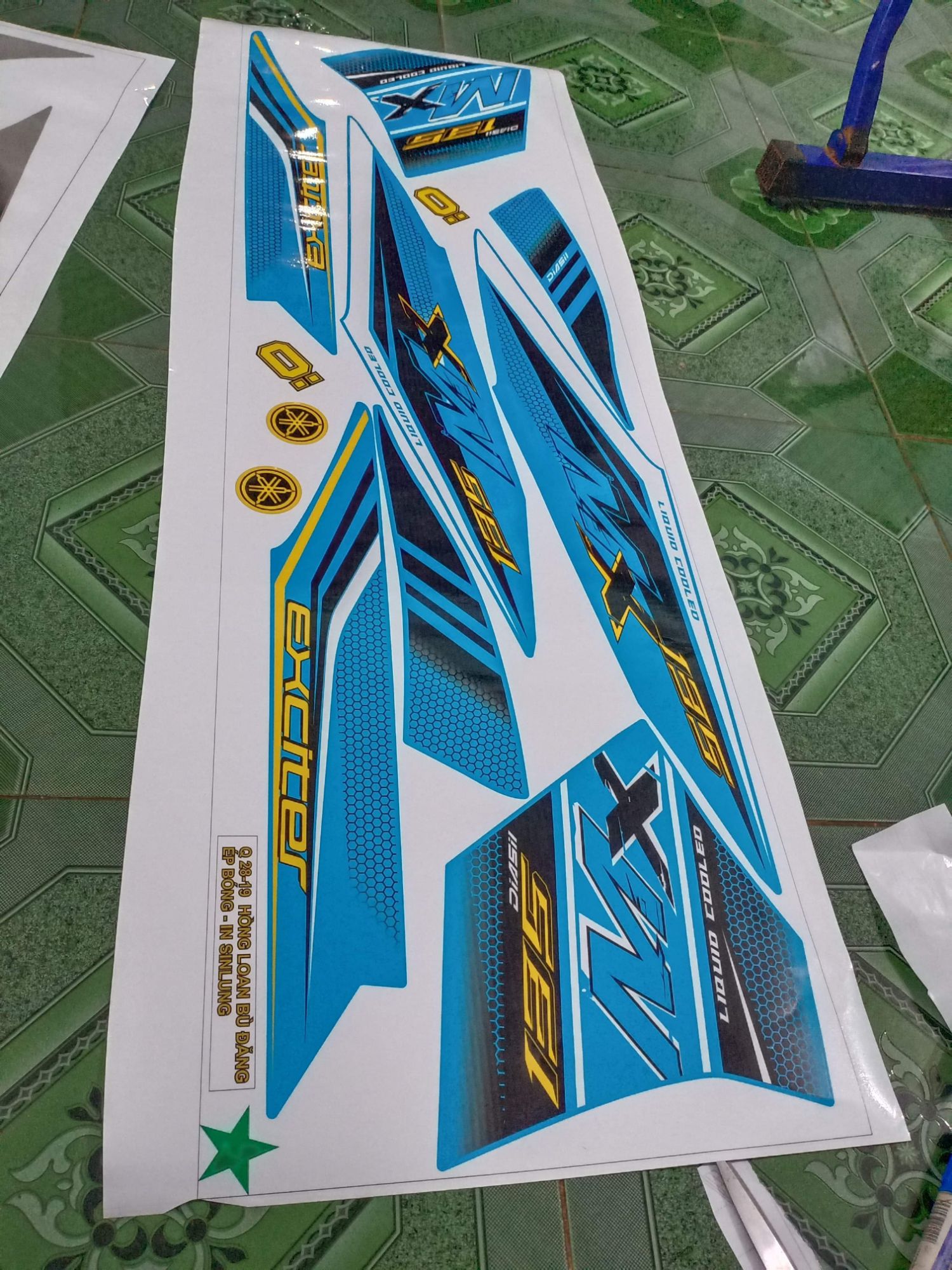tem rời ex 135 dán xe xanh nitron