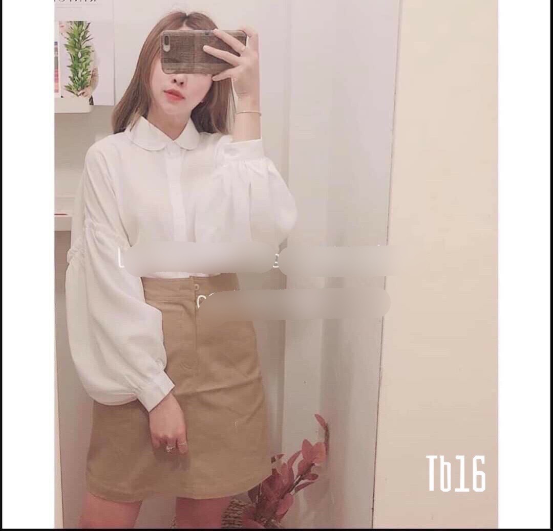 Áo sơ mi tay dài phồng nữ tính- công sở học sinh