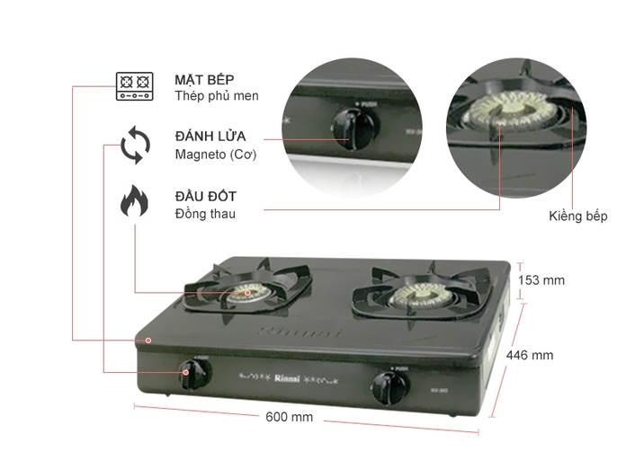 [HCM]Bếp gas đôi Rinnai RV-365(G)N (Đen)