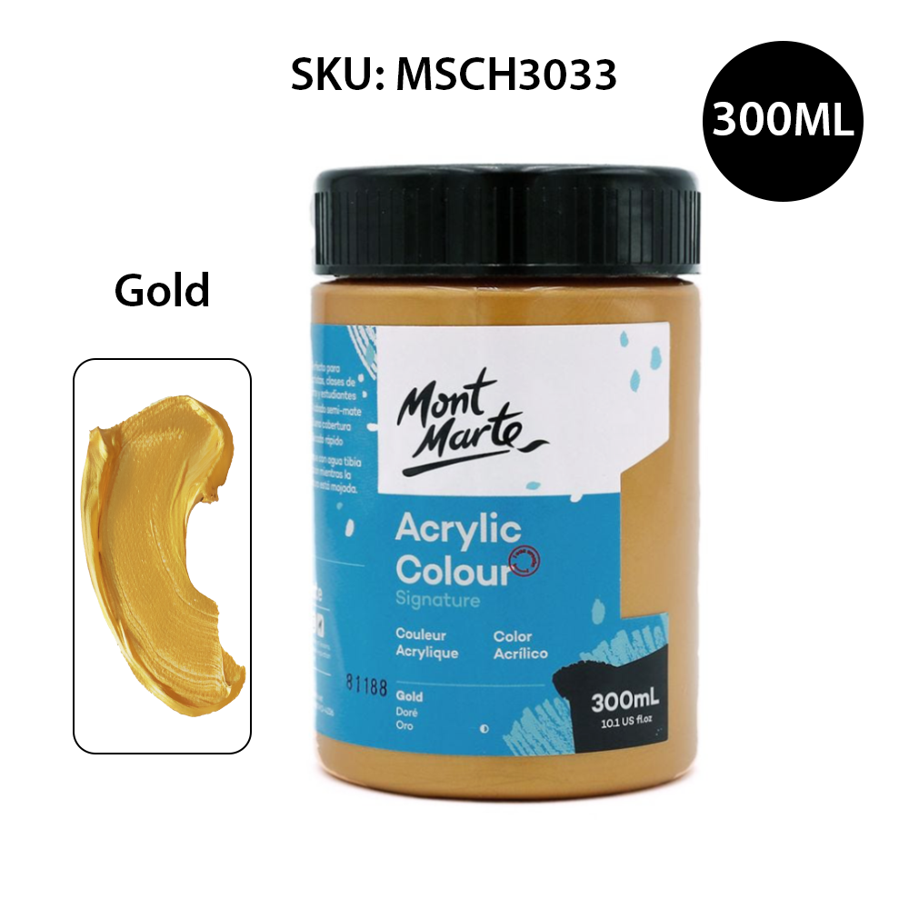 Màu acrylic mont marte 300ml - gold - acrylic colour paint signature 300ml - msch3033