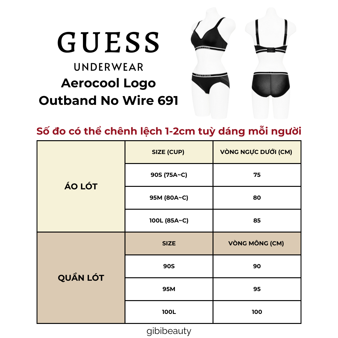 [TÁCH SET SẴN] Đồ lót GUESS Aerocool Logo Outband No Wire 691