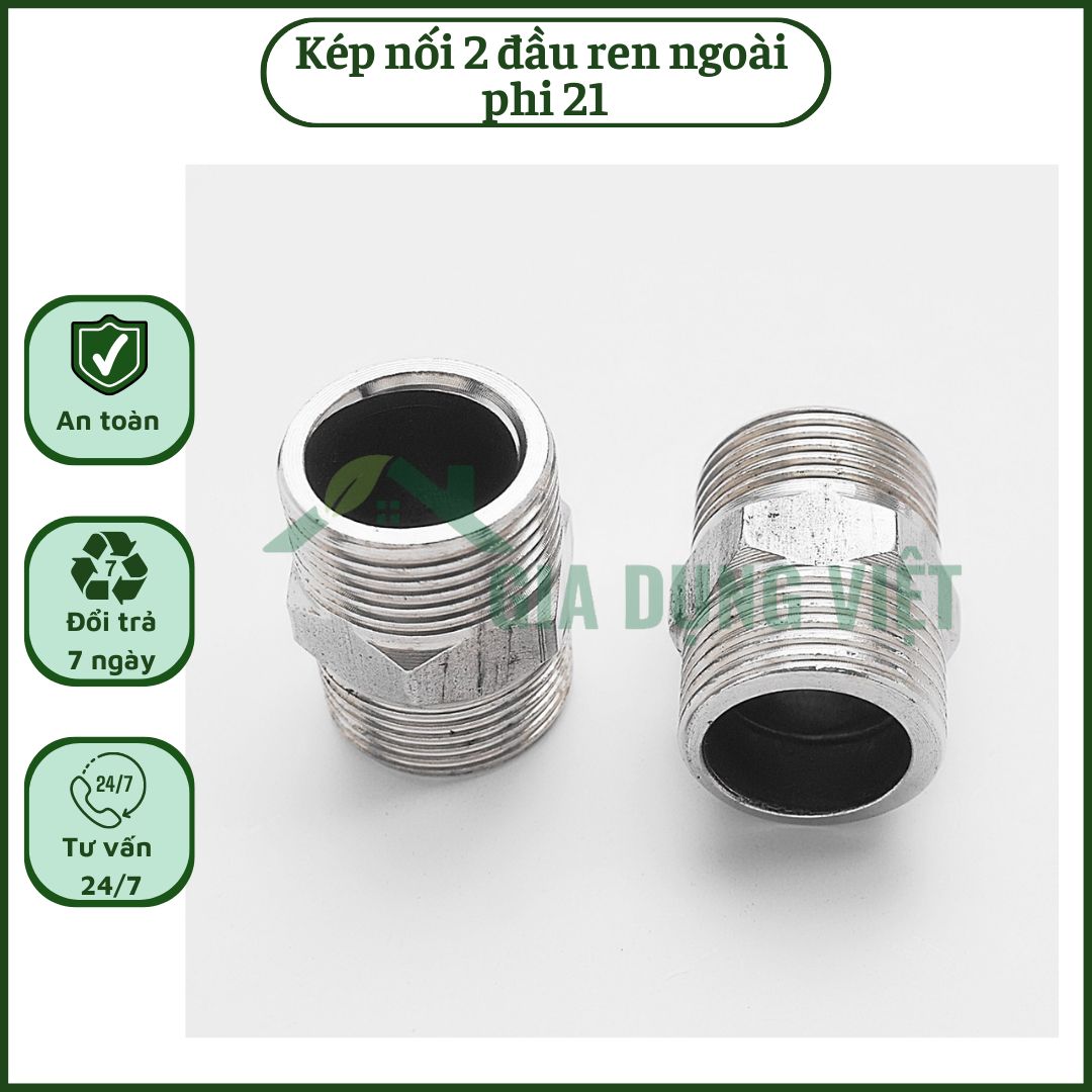 Kép nối 2 đầu zen ngoài - chất liệu inox 304 phi 21 - pk108
