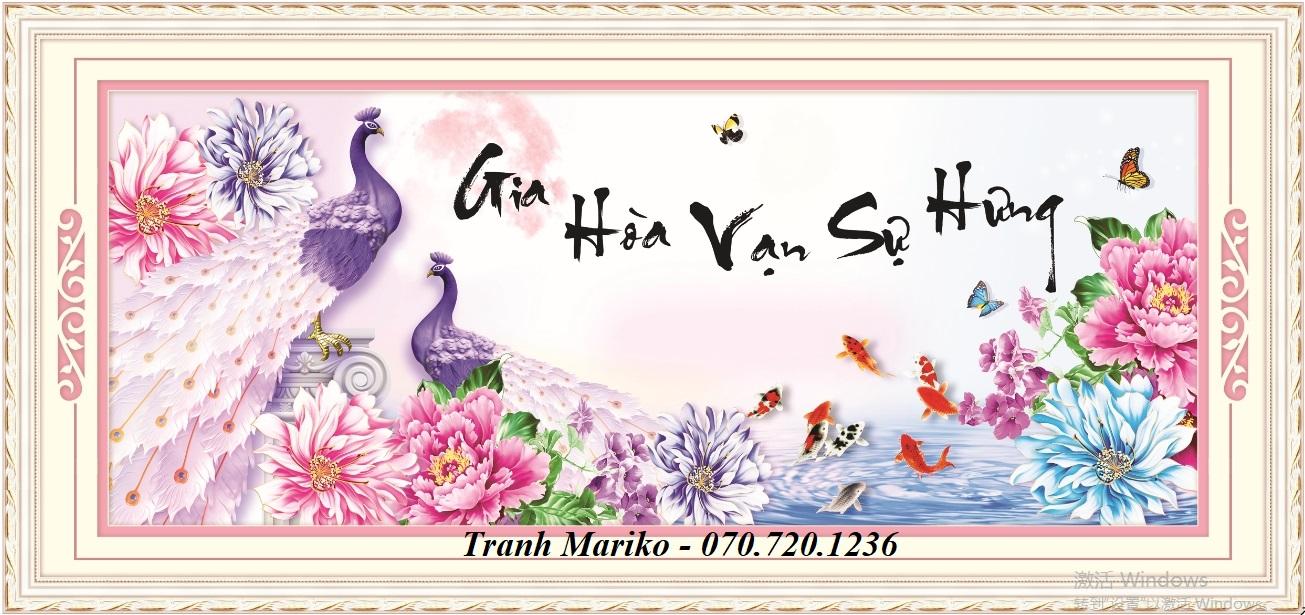 [HCM]Tranh thêu GIA HÒA VẠN SỰ HƯNG đôi công Cửu Ngư quần hội 53535 kích thước 125*55cm