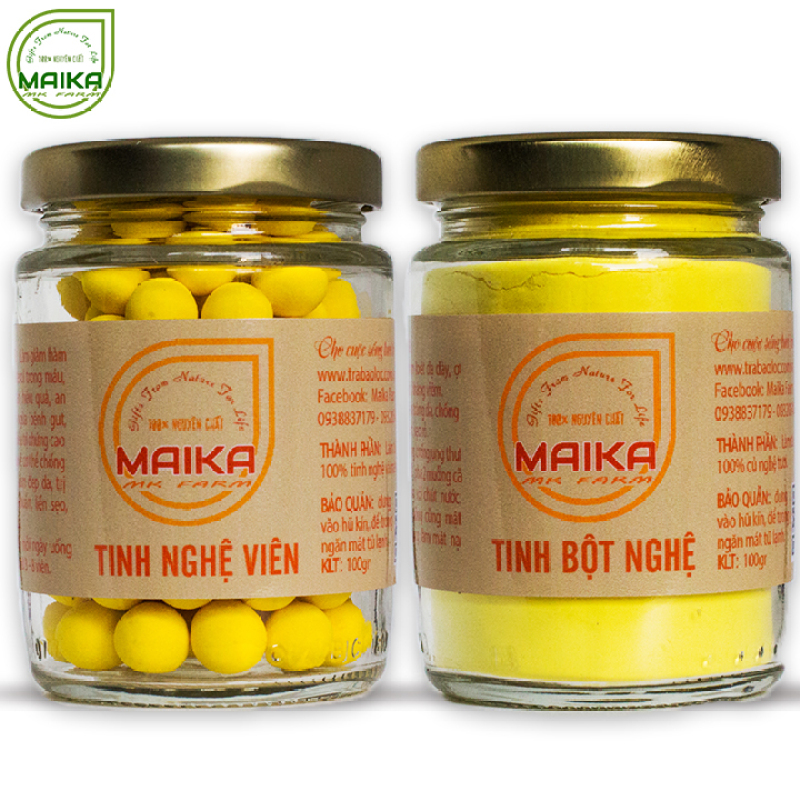 Combo Tinh Bột Nghệ + Tinh Nghệ Viên Mật Ong - Nguyên Chất MK Farm (100g/hũ) giá rẻ