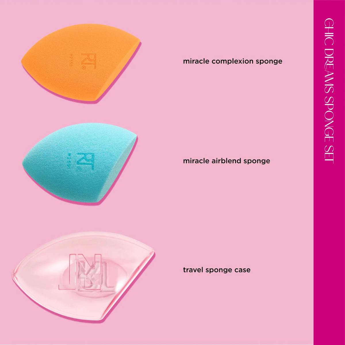 Set of 2 Sponges with Case Rt Real Techniques Limited Edition Chic Dreams Sponge Set 0106