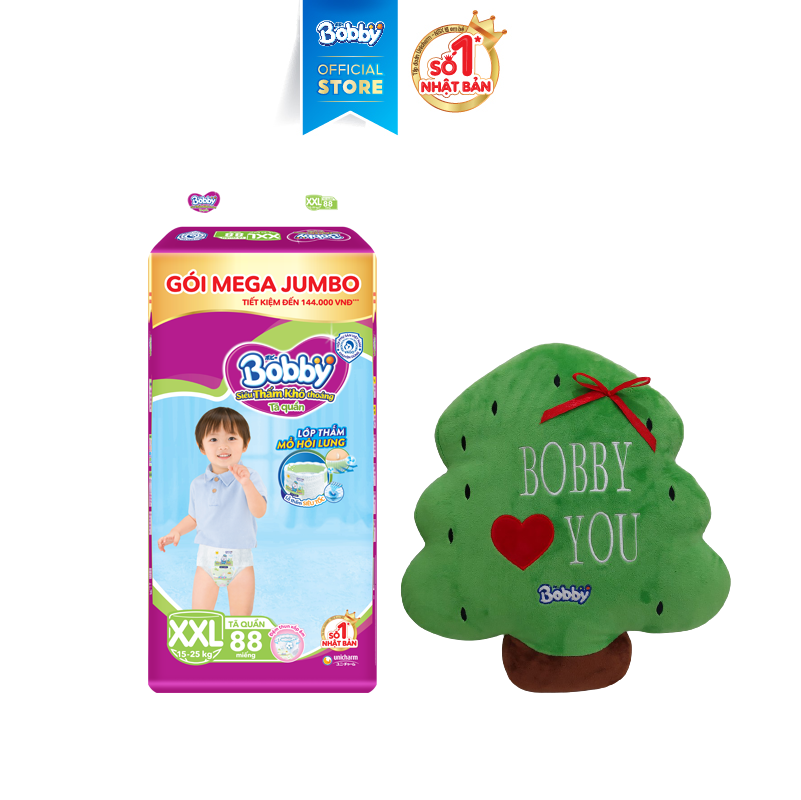 Tã/Bỉm quần Bobby Mega Jumbo XXL88- Siêu mỏng khô thoáng