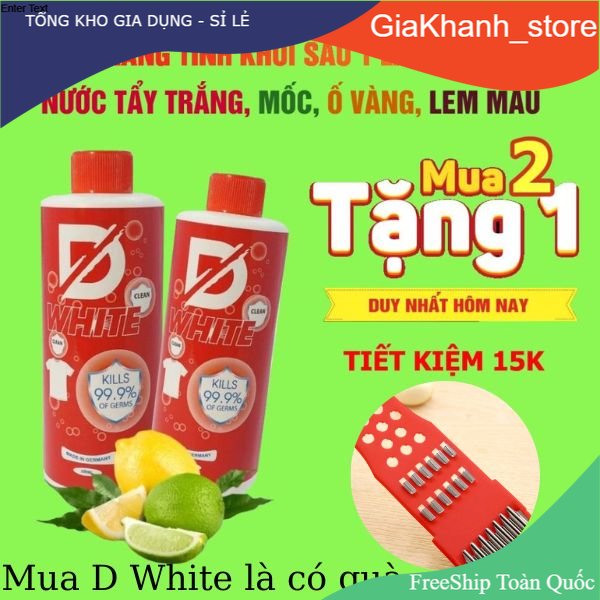 Tẩy Trắng quần áo D WHITE có quà tặng đi kèm