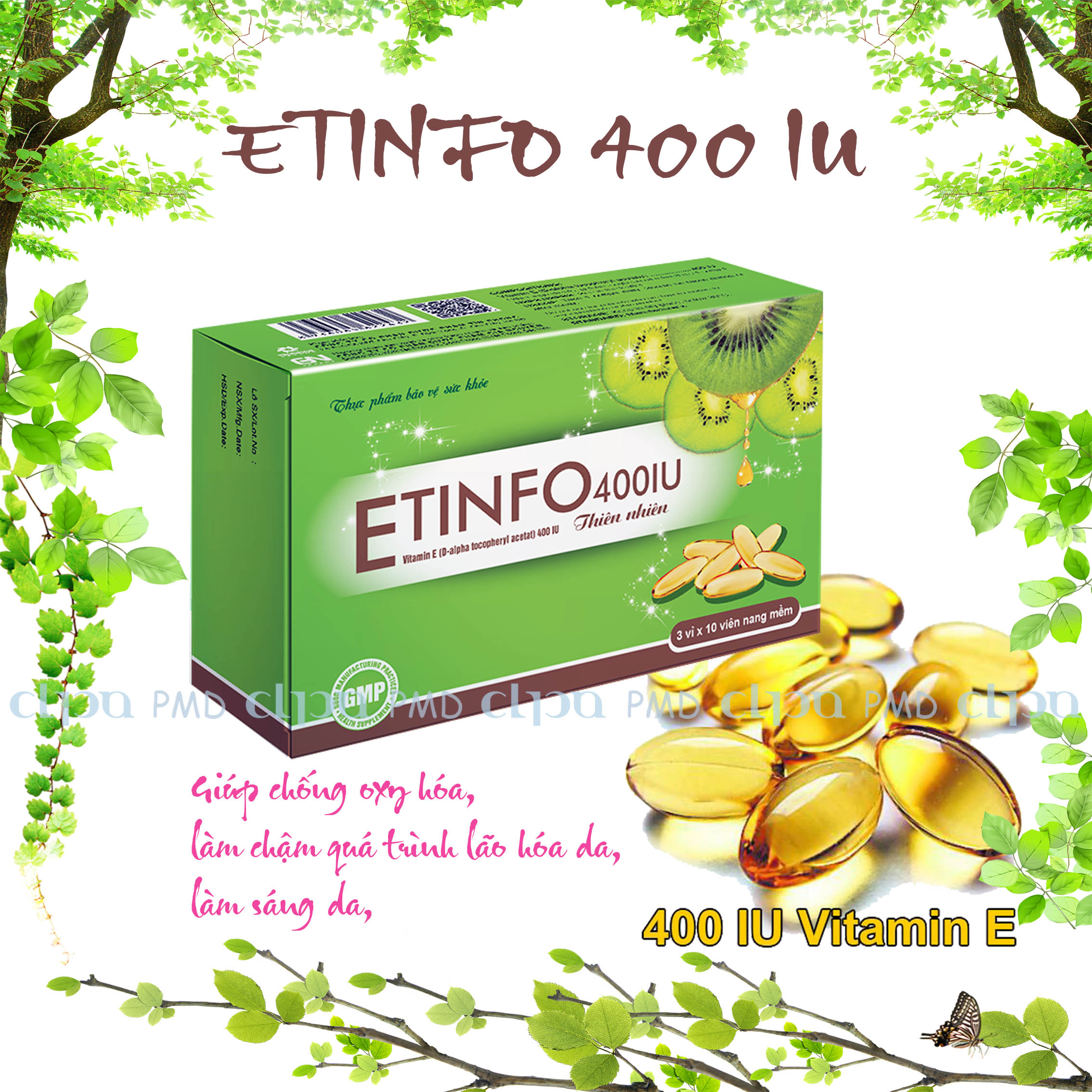 VIÊN UỐNG BỔ SUNG VITAMIN E _ ETINFO 400IU (Hộp 3 Vỉ x 10 viên nang)