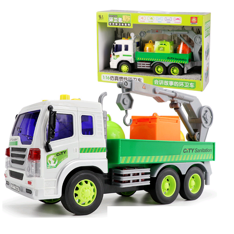 Xe ô tô chở hàng có cẩu móc mô hình đồ chơi cho trẻ em