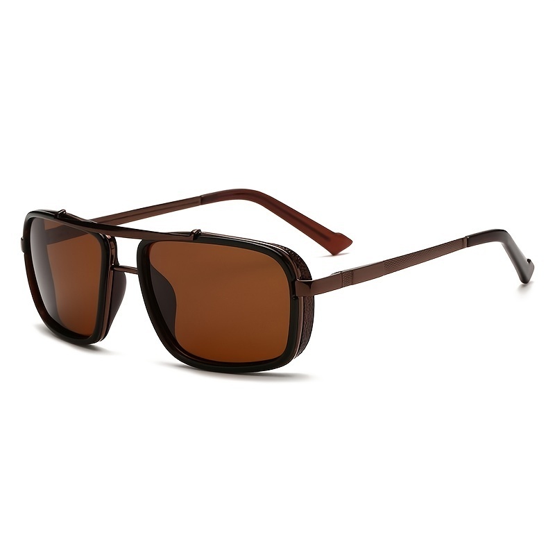 Men's Vintage UV400 Protectio Steampunk Polarized Rectangular Sunglasses