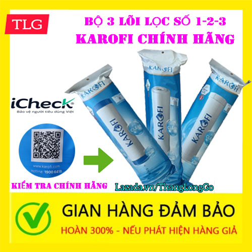 COMBO 3 LÕI LỌC NƯỚC KAROFI SỐ 1-2-3 NEW 2020
