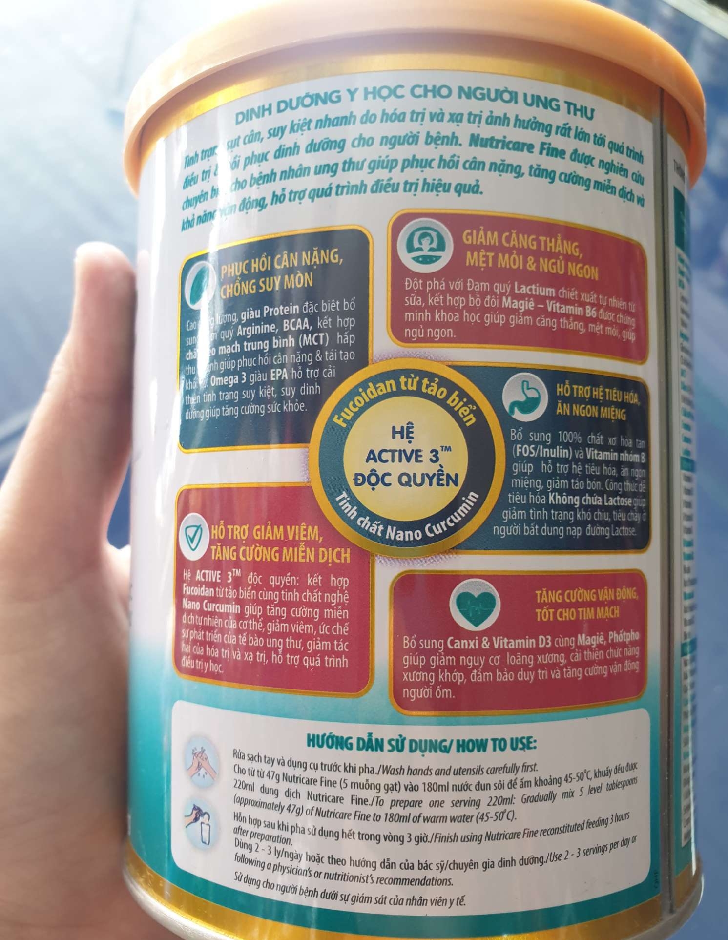 Sữa bột Nutricare Fine 400g Dành cho bệnh nhân ung thư (Cam kết chính hãng, Date mới)